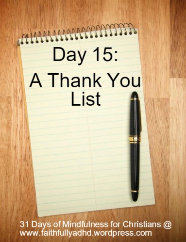 Day 15 Thank You List